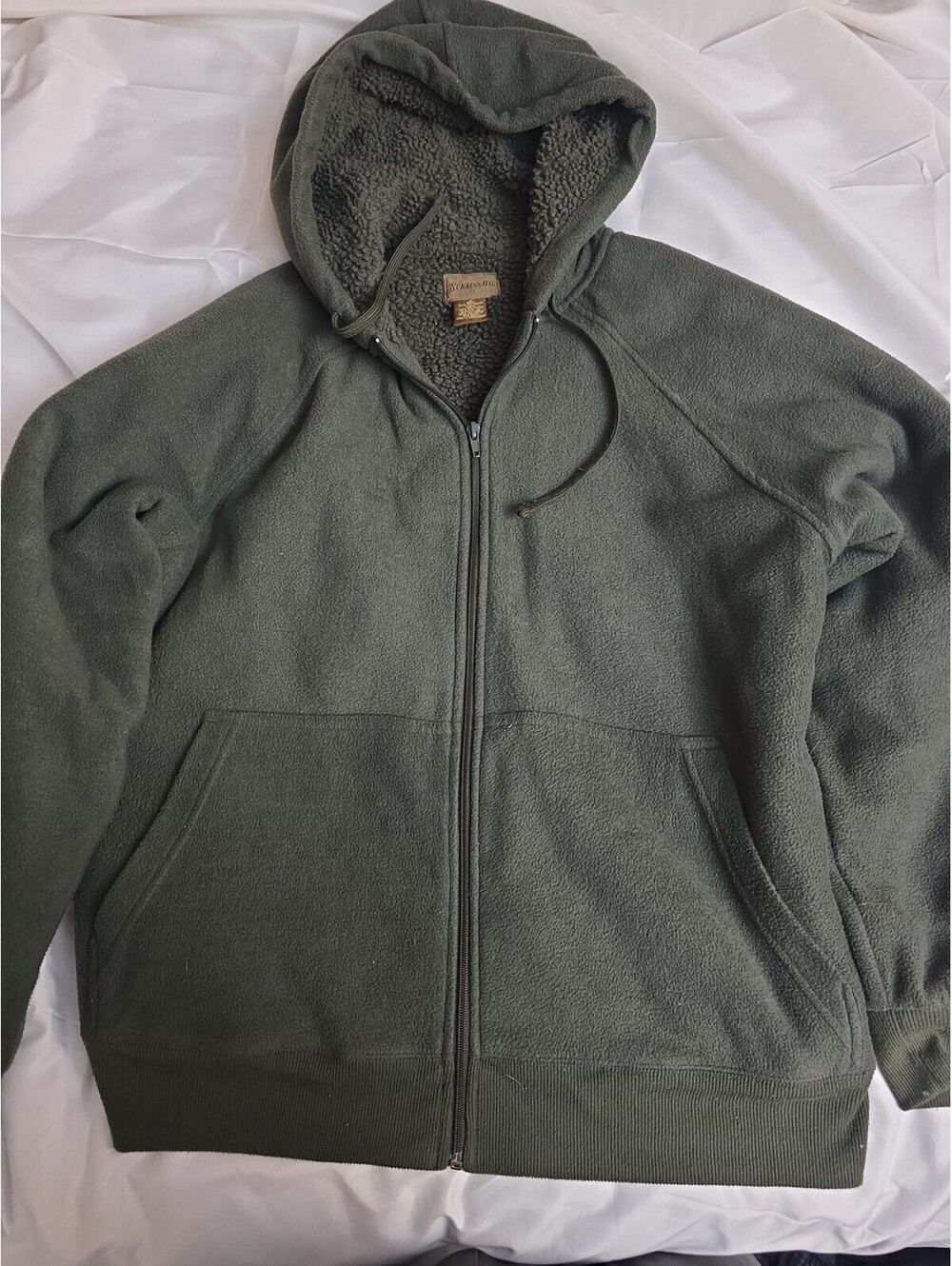 St. John's Bay Men's Sherpa Lined Fleece Full Zip Hoodie Jacket Green